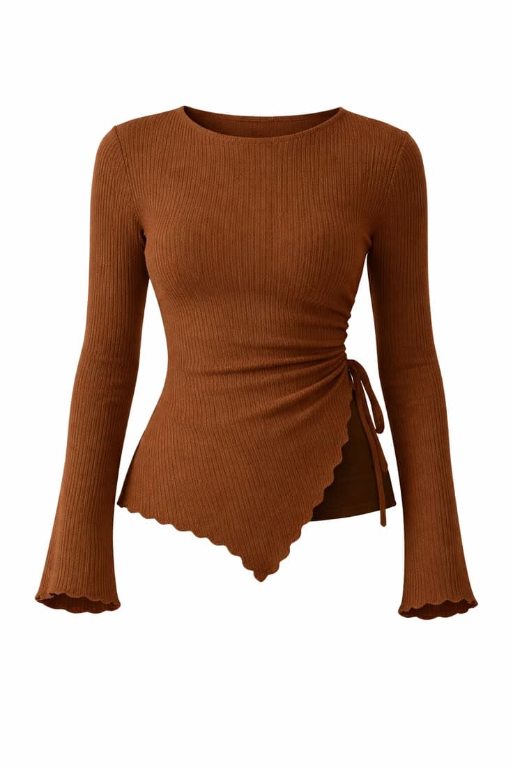 Draped Cowl Neck Long Sleeve