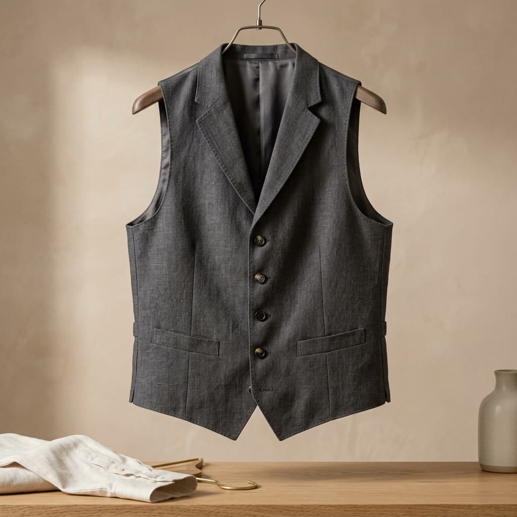 Structured Linen Suit Vest